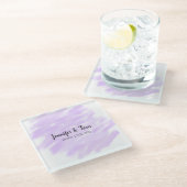 シンプルおミニマル名前を追加するカスタム結婚式unity ガラスコースター (アングル)