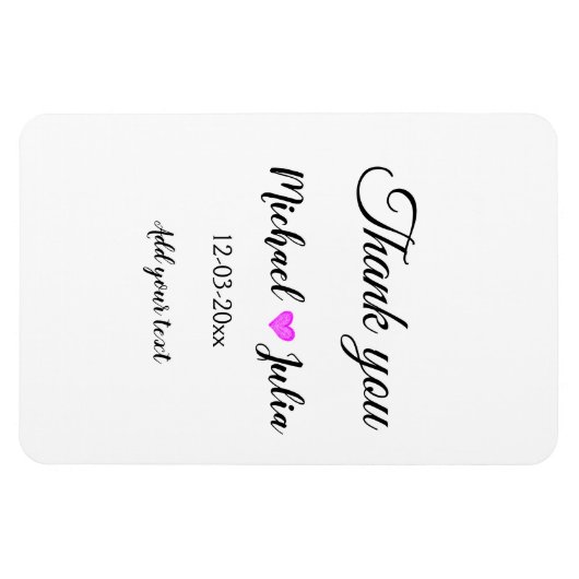 シンプルおミニマル感謝していさん名前ハートグリッター マグネット (横)