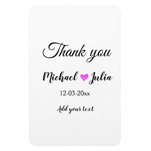 シンプルおミニマル感謝していさん名前ハートグリッター マグネット (縦)