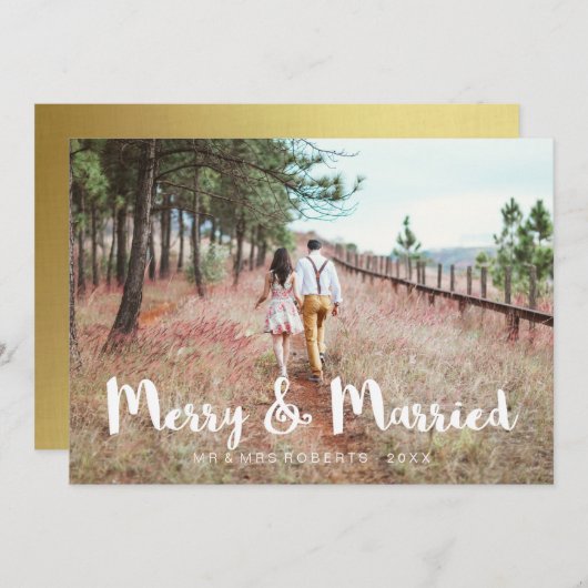 シンプルお洒落とメリークリスマス結婚した シーズンカード (正面/裏面)