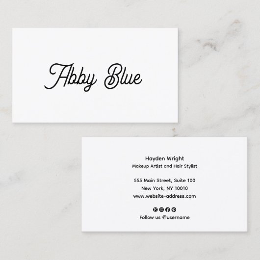 シンプルお洒落スクリプトフォント 名刺 (正面/裏面)