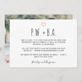 シンプルお洒落タイポグラフィハート結婚写真 招待状 (正面/裏面)