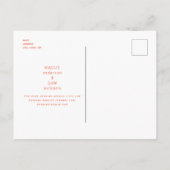 シンプルお洒落タンゲリン日付の結婚保存 ポストカード (裏面)