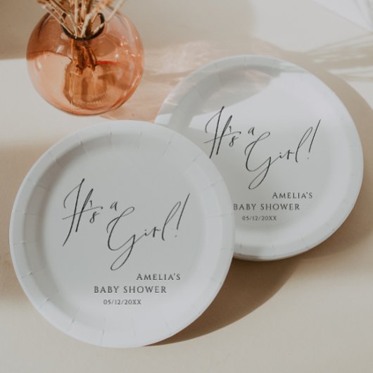 シンプルお洒落ニュートラル女の子だ!赤ちゃんシャワー ペーパープレート