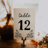 シンプルお洒落フローラ結婚の表番号カード テーブルナンバー
