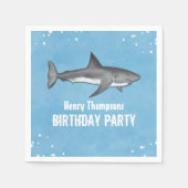 シンプルお洒落プールパーティーシャーク青海 スタンダードカクテルナプキン (正面)