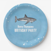 シンプルお洒落プールパーティーシャーク青海 ペーパープレート (正面)
