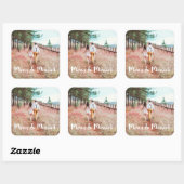 シンプルお洒落メリー写真結婚した スクエアシール (シート)