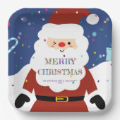 シンプルお洒落モダン可愛いサンタパーティー ペーパープレート (正面)