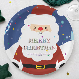 シンプルお洒落モダン可愛いサンタパーティー ペーパープレート