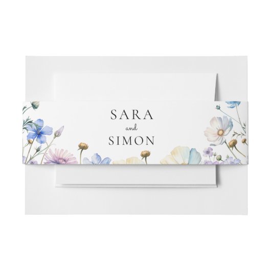 シンプルお洒落ワイルドフラワー結婚ズ 招待状ベリーバンド (正面例)