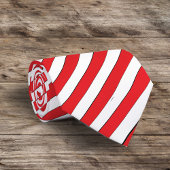 シンプルお洒落可愛いミニマリスト赤ストライプの白 ネクタイ