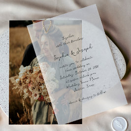 シンプルお洒落手書きスクリプト | 結婚s ベラム紙招待状