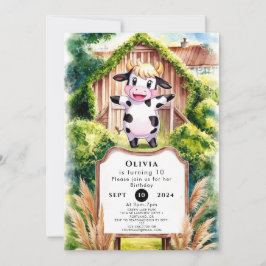 シンプルお洒落牛誕生日 招待状