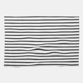 シンプルお洒落白黒ストライプ キッチンタオル