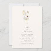 シンプルお洒落花 |アイボリー結婚ズ 招待状 (正面)