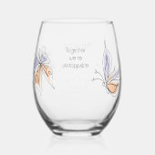 シンプルお洒落蝶サンゴとバイオレット ステムなしワイングラス (裏面)