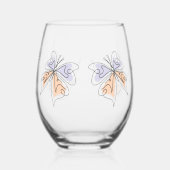 シンプルお洒落蝶サンゴとバイオレット ステムなしワイングラス (左)