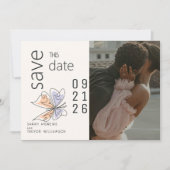 シンプルお洒落蝶サンゴとバイオレット 招待状 (正面)