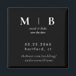 シンプルお洒落Monogram B/W結婚式の日付の保存 マグネット<br><div class="desc">黒と白コンテンポラリーのモノグラム結婚式は日付磁石を保存する。シンプル。</div>