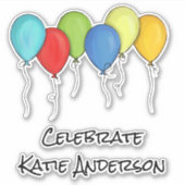 シンプルお祝いカラフル可愛いバルーンバンチ シール (正面)