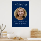 シンプルお祝い生写真メモリアルブルー ポスター (キッチン)