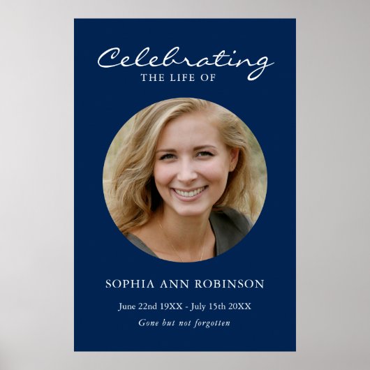 シンプルお祝い生写真メモリアルブルー ポスター (正面)