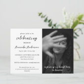 シンプルお祝い生涯記念葬儀写真 招待状 (スタンド正面)