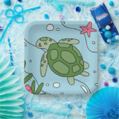 シンプルかわいいウミガメのキッズパーティー ペーパープレート (パーティー)