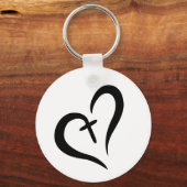 シンプルかわいいクロスとハート | キーホルダー (正面)