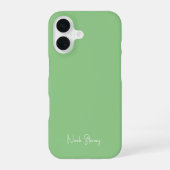 シンプルかわいいグリーンのミニマリスト風 iPhone 16ケース (裏面)