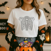 シンプルかわいいスケルトンの胸肋骨 Tシャツ