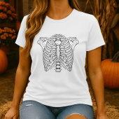 シンプルかわいいスケルトンの胸肋骨 Tシャツ