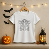 シンプルかわいいスケルトンの胸肋骨 Tシャツ
