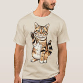 シンプルかわいいデザイン ネコ好き男性 Tシャツ (正面)