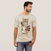 シンプルかわいいデザイン ネコ好き男性 Tシャツ (正面フル)