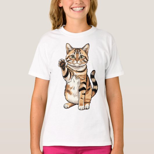 シンプルかわいいネコ好き男子デザイン Tシャツ (正面)