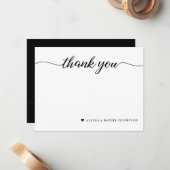 シンプルかわいいハートの結婚式サンクスカード ノートカード (正面/裏面インサイチュ)