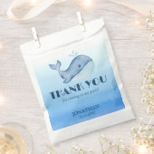 シンプルかわいいホエールブルー海誕生日ありがとう フェイバーバッグ (クリップ留めされた状態)