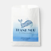 シンプルかわいいホエールブルー海誕生日ありがとう フェイバーバッグ (正面)
