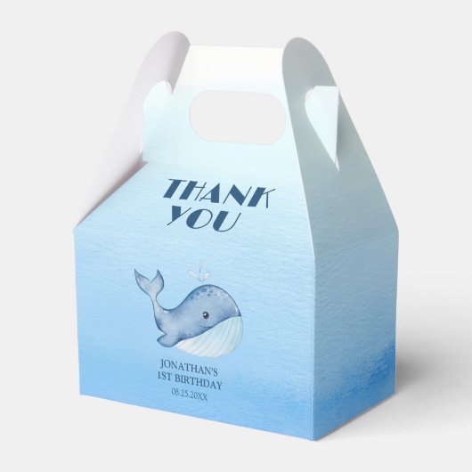 シンプルかわいいホエールブルー海誕生日ありがとう フェイバーボックス (裏面サイド)
