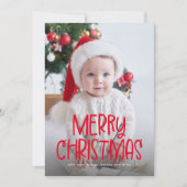 シンプルかわいいメリークリスマス1枚の写真レッド シーズンカード (正面)