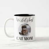 シンプルかわいいワールドの猫のマ最高のマの写真 ツートーンマグカップ (左)