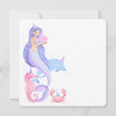 シンプルかわいい人魚の海の中の誕生日 招待状 (裏面)