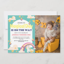 シンプルかわいい女の子フォトユニコーンファースト誕生日ベビー