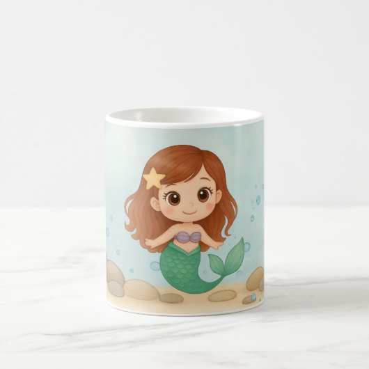 シンプルかわいい小さな人魚 コーヒーマグカップ (中央)