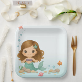 シンプルかわいい小さな人魚 ペーパープレート