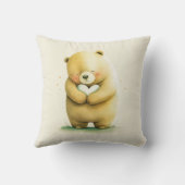 シンプルかわいい悲しい熊がハート作品を手に | クッション (裏面)