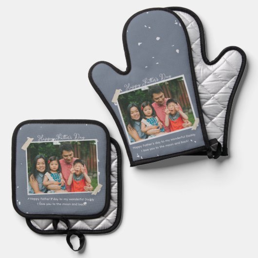 シンプルかわいい父の日の挨拶 鍋つかみ&鍋敷きセット (正面/裏面)