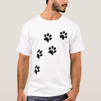 シンプルかわいい猫の足跡ミニマリスト犬と猫好き Tシャツ